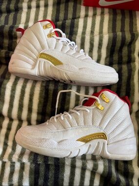 Jordan White Gold Red High-Top Basketball Sneakers